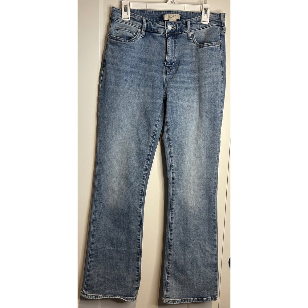 LOFT Blue Medium Wash High Rise Kick Flare Denim Jeans Womens Size 6